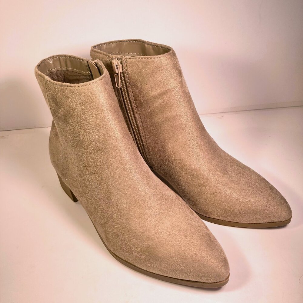 Cityclassified Kimbo Taupe Suede Pointed Toe Ankle Booties-Size 6.5"